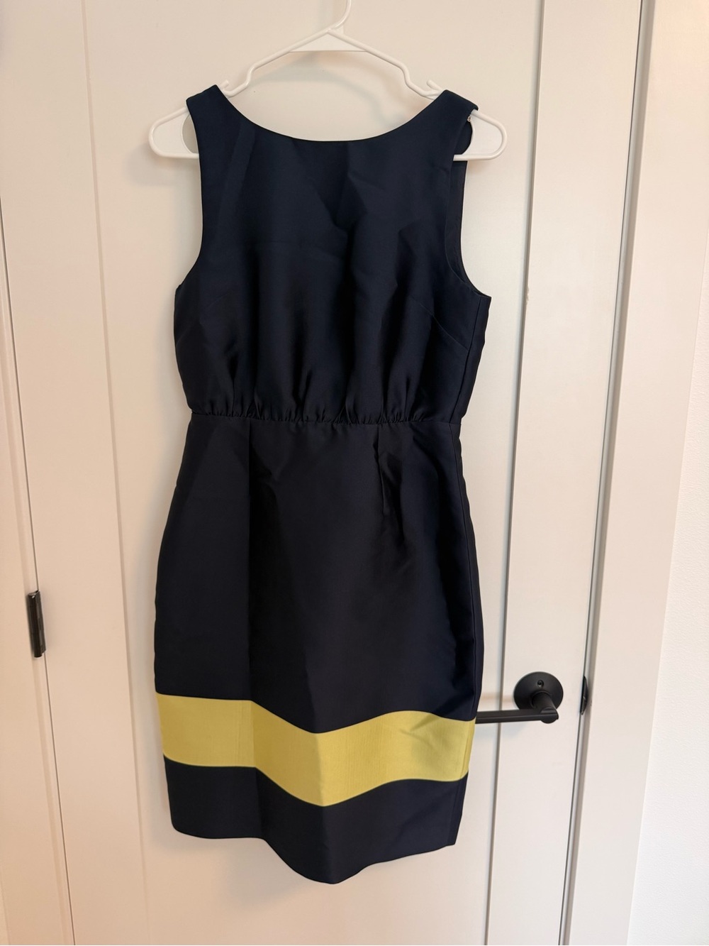 J.Crew Collection Navy Formal Dress with Yellow Stripe